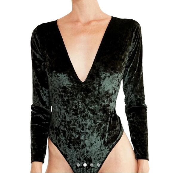 Victoria Secret Emerald Green/Black Velvet Body Suit. Size M/L. - Picture 1 of 10